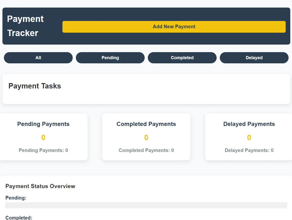 Medical Payment Tracker UI preview